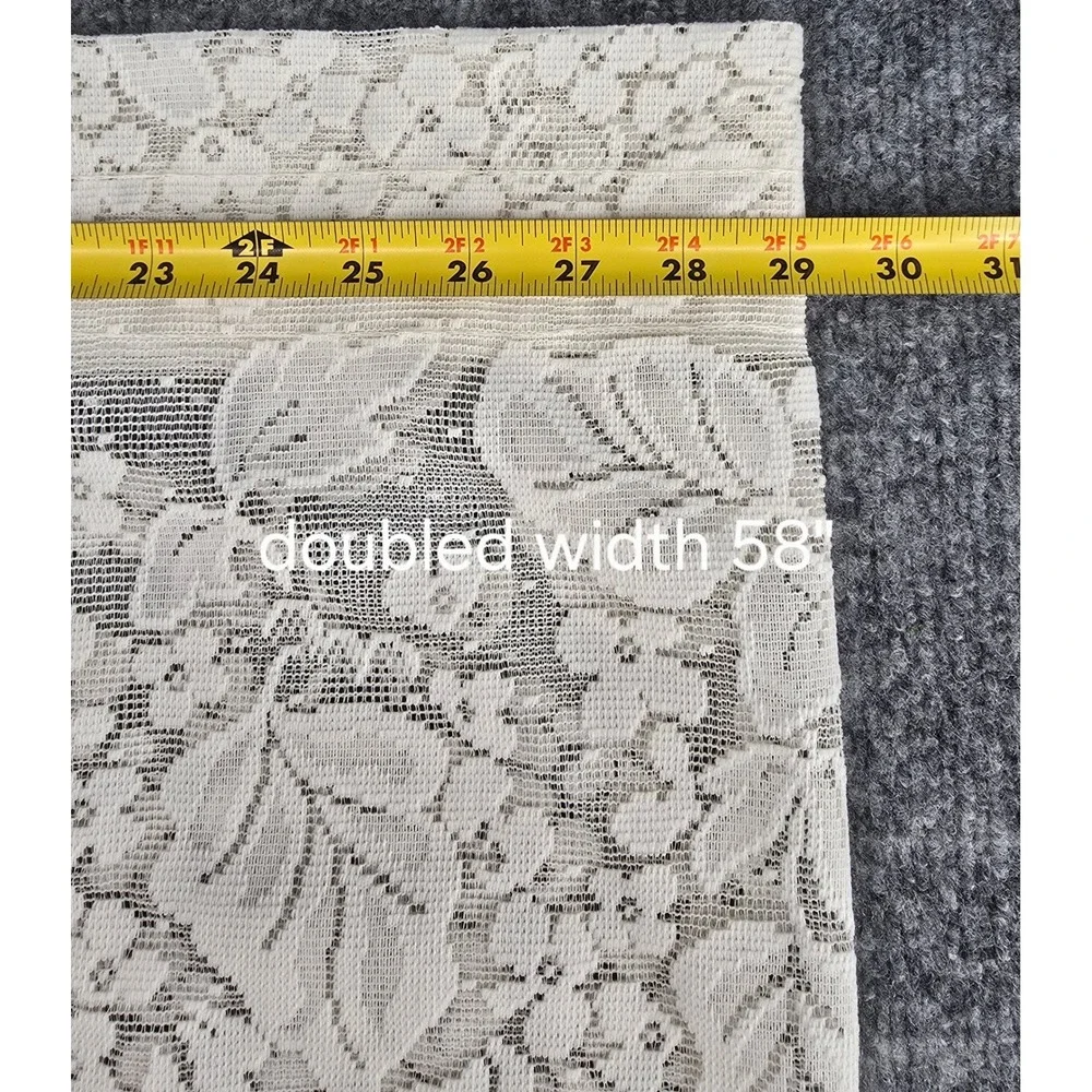 Vtg Heirloom Dogwood Lace Valance Set of 2 White Floral Scalloped 58x14 Cottage